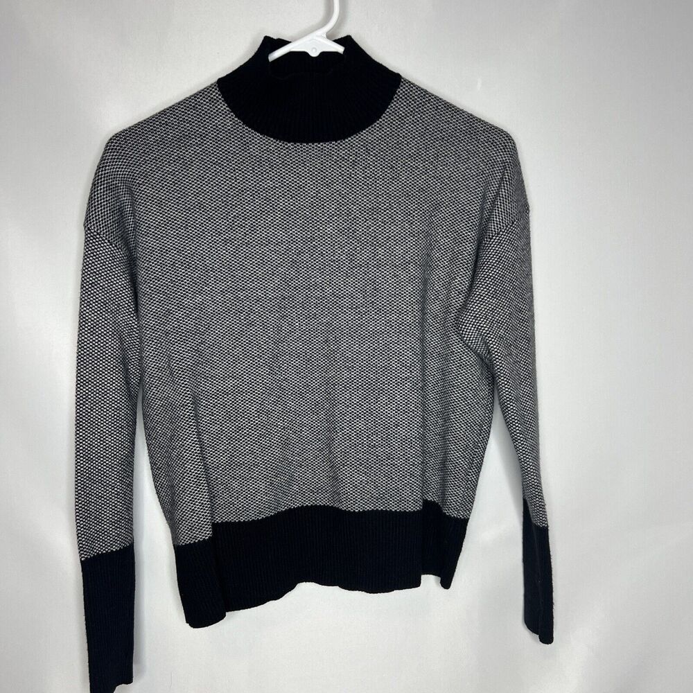 RACHEL ZOE Sweater Womens Medium Mock-Neck Pullover Knit Black-White Dot